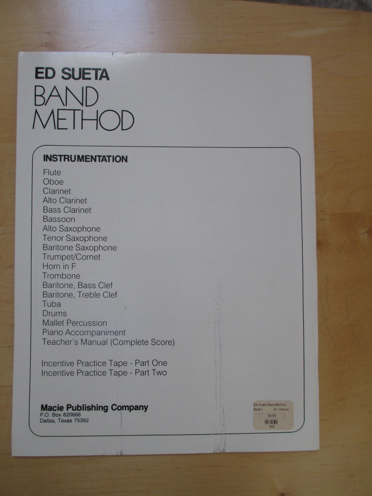 ED SUETA BAND METHOD - ALTO CLARINET - BOOK 1 - STUDENT LESSON BOOK