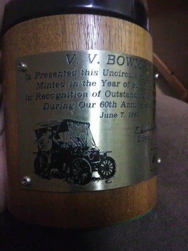 1922 Peace Dollar. Presentation V V Bowman Bruce fox state farm insurance  1982