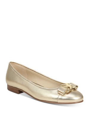 

SAM EDELMAN Женские кожаные балетки без шнуровки с золотым логотипом Mage Cap Toe 7,5 м, Золотой, G5894L4