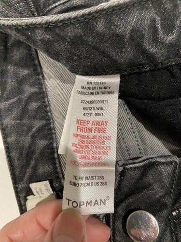 Topman  Spray On Super Skinny Jeans Black Distressed Mens Size 27x27 GUC