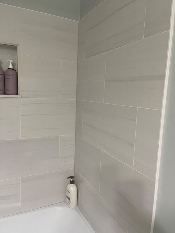 leftover tile, bathroom tiles, project, ceramic, grey