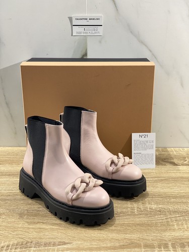 N°21 N21 STIEFEL FRAU COMBAT STIEFEL AUS LEDER NACKT LUXURY 38