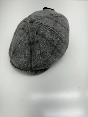 KB Ethos Grey Plaid Newsboy Cap Mens One Size