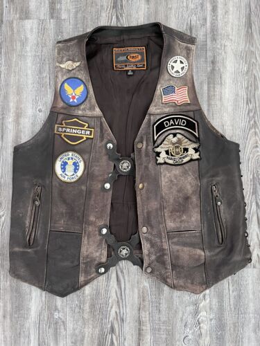 Vintage Harley Davidson Men's Brown Leather Vest Rare Vintage Harley Davidson Men's Brown Leather Vest Rare