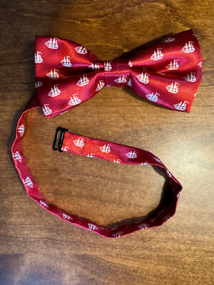 Old Spice Men's Promo Bow Tie, Red, Adjustable, Boat Pattern