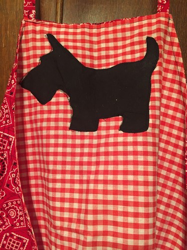 Reversible Red Gingham Bandana Print Scotty Dog Scottish Terrier Apron