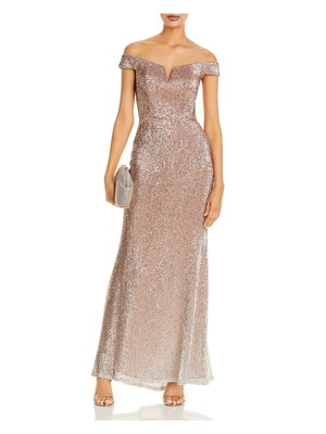 

AQUA FORMAL Женское розовое вечернее платье макси с розовым вырезом и короткими рукавами и открытыми плечами, Розовый