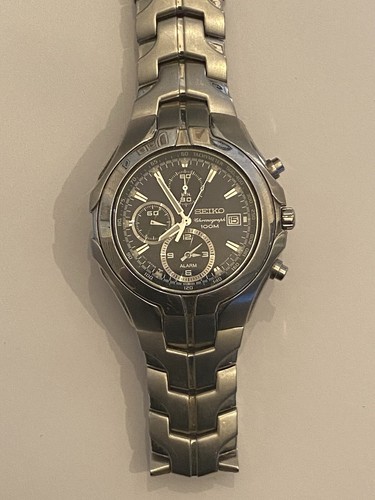 Seiko chronograph quartz 100m alarm 7T62-ojno - new battery