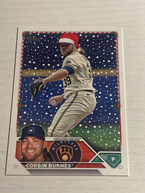 2023 Topps Holiday Rare Short Print SP Santa Hat Corbin Burnes