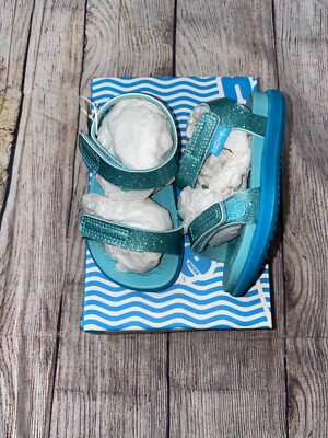 Native Charley Glitter Sandals 6C 10C 11C Pool Blue Glitter Peacock Green NEW 