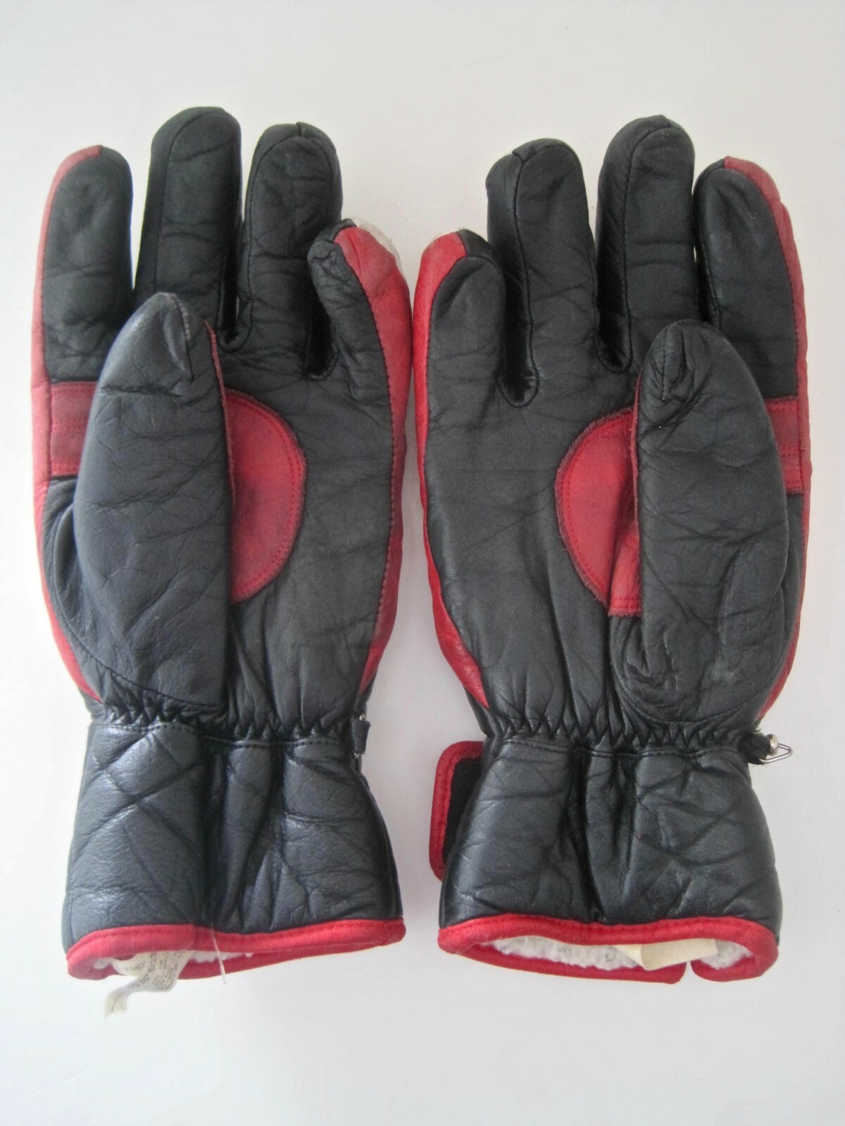 Vintage Reusch US Ski Team Racing Slalom Leather Gloves Black White Red Size 8.5