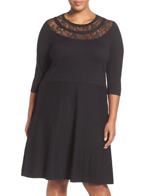 Женское вязаное вечернее платье-свитер с рукавами 3/4 выше колена от VINCE CAMUTO