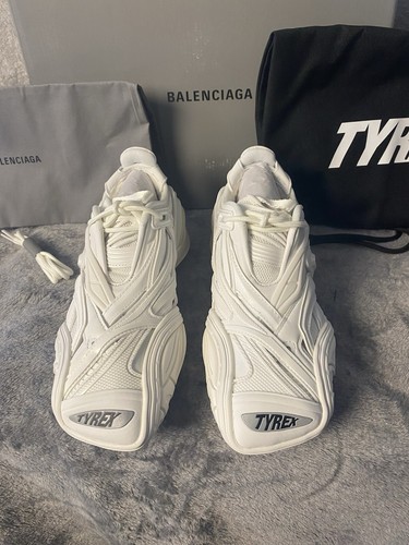Pre-owned Balenciaga White Rubber And Mesh Tyrex Sneakers Monochrome Size Eu 36/us 5.5