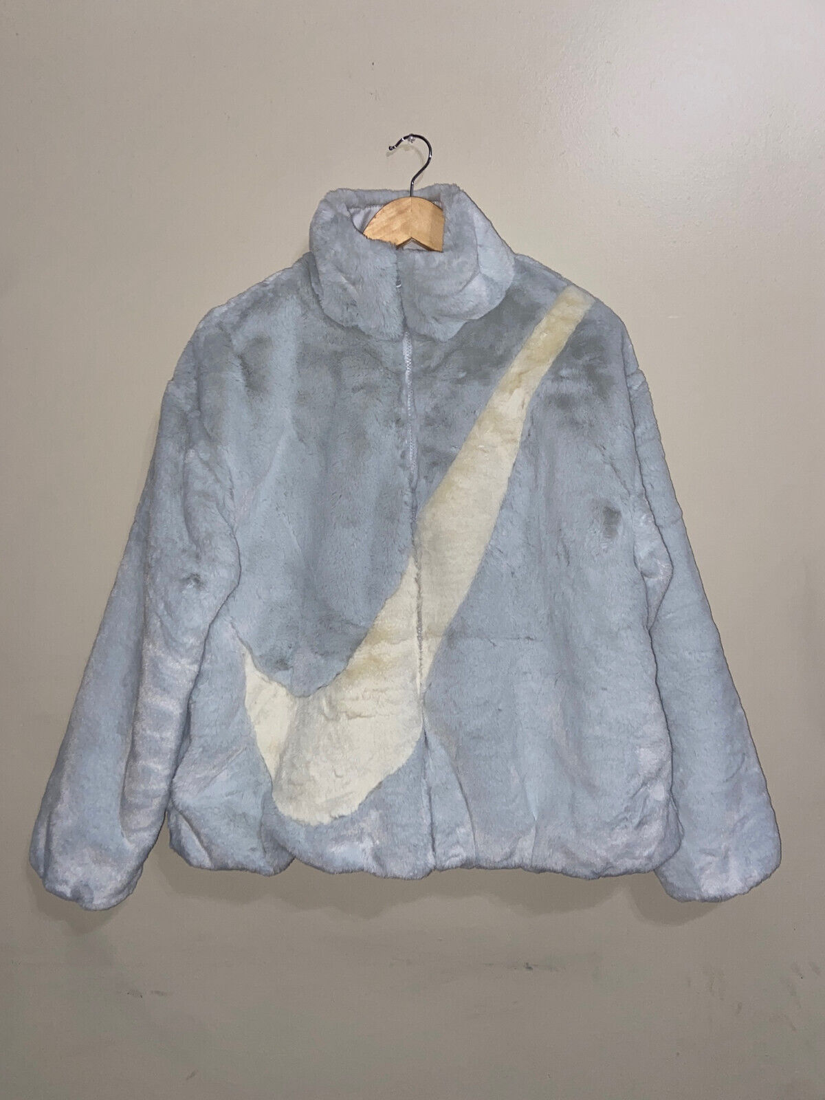 Nike Womens Big Swoosh Luxe Faux Fur Photon Dust Oversize Nike Womens Big Swoosh Luxe Faux Fur Photon Dust Oversize