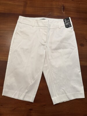 7th Avenue Womens White Stretch Preppy Bermuda Short Sz 0 - New With Tags