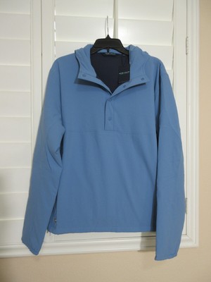 NEW PETER MILLAR APPROACH HOODIE INSULATED HALF SNAP    BLUE   size X-LARGE