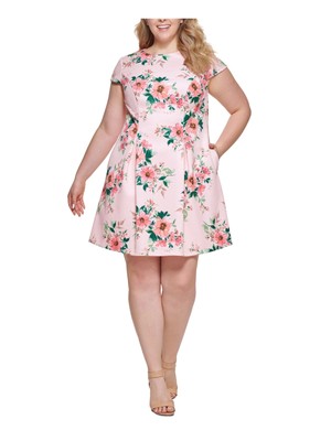 

JESSICA HOWARD Женское розовое платье с коротким рукавом выше колена + расклешенное платье размера плюс 14 Вт, Розовый