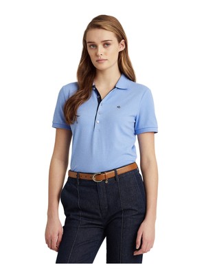

Женский синий топ с короткими рукавами и воротником RALPH LAUREN S\P