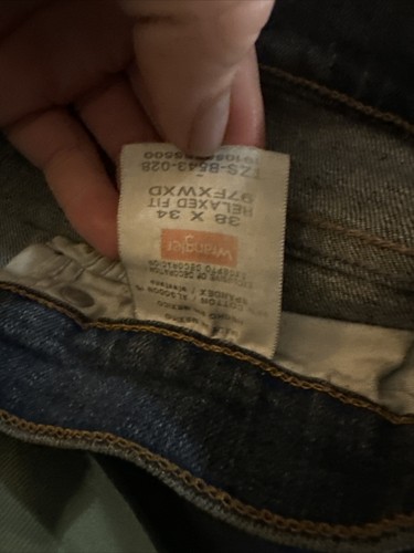 Wrangler Relaxed Fit 38x34 Men's Blue Denim 38W 34L 5 Pocket Zip