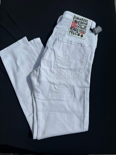 Pre-owned Dsquared2 Skater Style Jeans Crotch Slim Bottom /slim Jean White Size 48 Eu