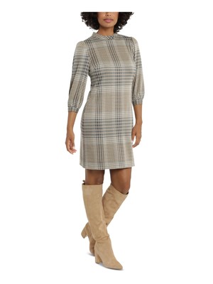 Женское бежевое платье-футляр Petites PS с рукавами выше колена от LONDON TIMES, выполненное в бежевом стиле.