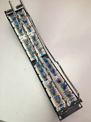 Commscope Uniprise 48pt Cat6 Patch Panel Angled 19  W/ Wire Guides 2u Nice