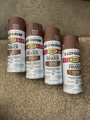 NEW 4x Rust-Oleum 7769830 Stops Rust Spray Paint 12 OZ Flat Rusty Metal Primer