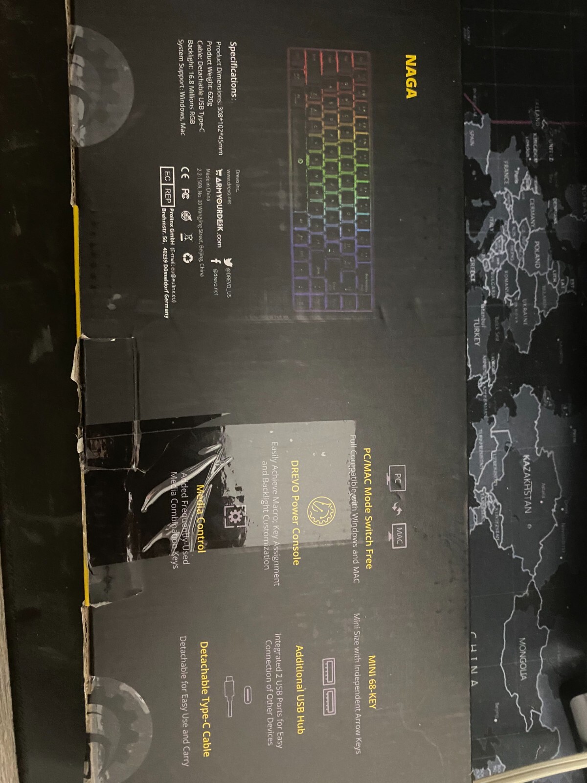 DREVO Naga 68-Key Wired RGB Mechanical Gaming Keyboard, 65% Ultra-Compact Layout