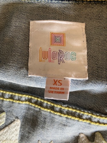 Lularoe Jaxon Southwest Embroidered Jean Jacket Aztec Boho Size Extra Small EUC