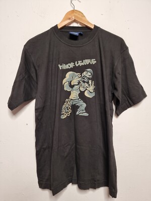 vintage minor league shirt mens size medium black rap hip hop 90s y2k