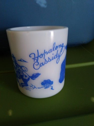 1950's HOPALONG CASSIDY  BLUE  GRAPHICS  COWBOY~~CHILDS CUPS OR MUGS Vintage