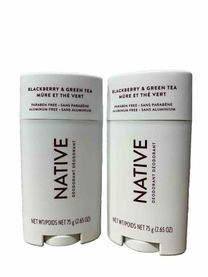 2 Blackberry & Green Tea NATIVE Paraben & Aluminum Free DEODORANT 2.65 oz New