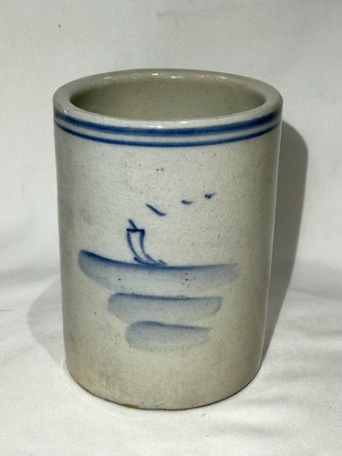 Vintage Chinese Blue and White Large Brush Pot