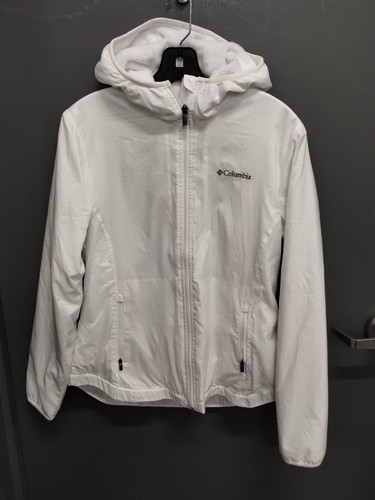Women's Columbia White Fleece Lined Windbreaker Jacket Sz M