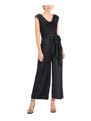 

CONNECTED APPAREL Женский черный трикотажный комбинезон с поясом и широкими штанинами Plus