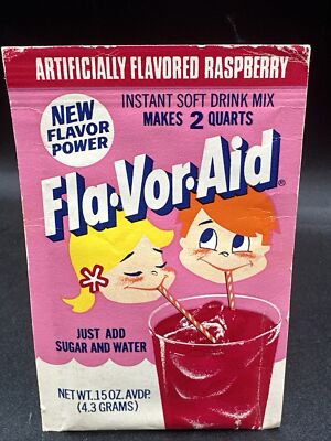Vintage Fla-Vor-Aid Packet ARTIFICIALLY FLAVORED RASPBERRY NOS FLAVOR-AID unopen