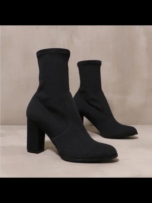

КИТАЙСКАЯ ПРАЧЕЧНАЯ Женские черные дизайнерские туфли на каблуке Calabasas Leather Boots, Черный, CALABASAS SPLIT S