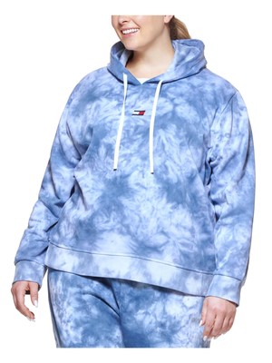 

TOMMY HILFIGER SPORT Женский синий свитер с капюшоном и длинными рукавами из смеси хлопка плюс
