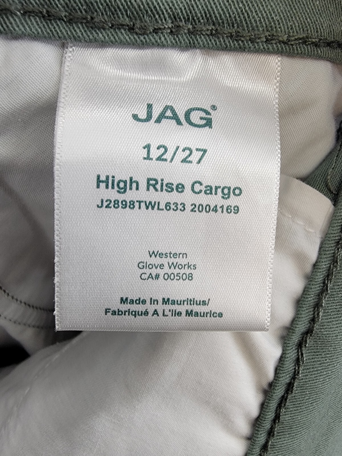 JAG High Rise Stretch Slim Tapered Leg Cargo Pants Women's 12/27 Sage Button Zip - Picture 15 of 18
