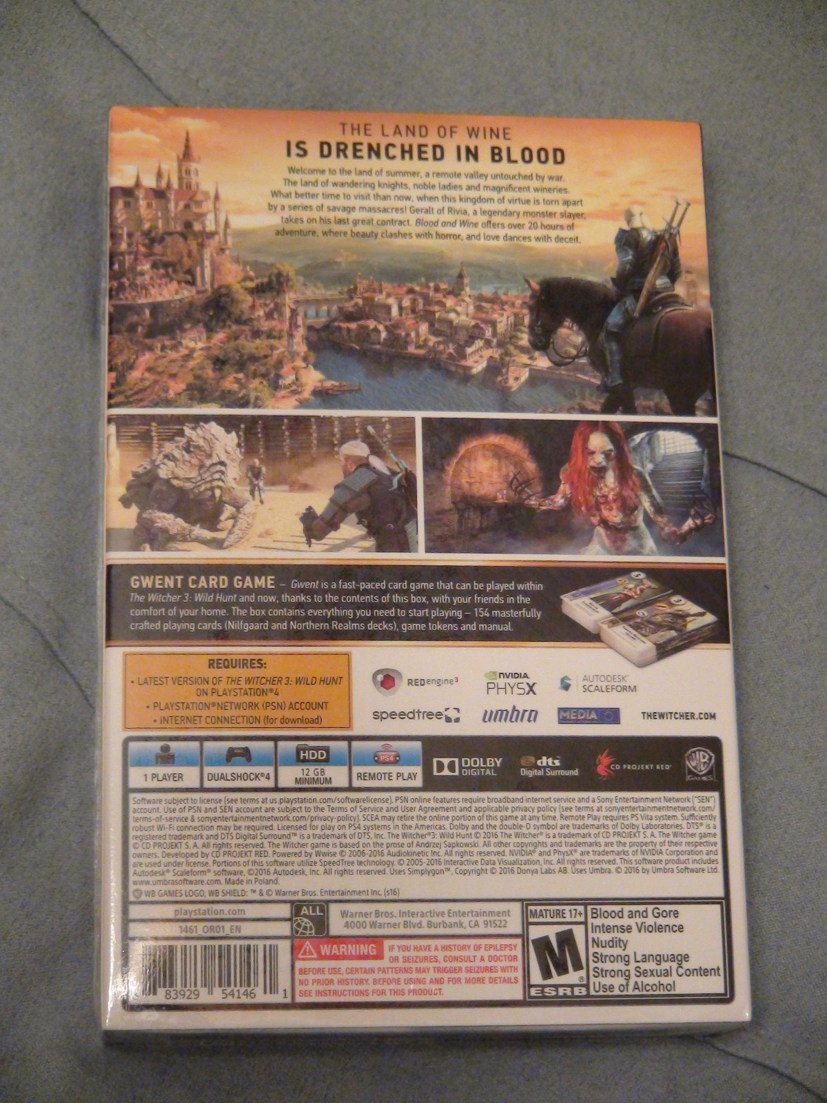 The Witcher 3 Blood & Wine Code Limited Edition Gwent Card Set New Sealed PS4