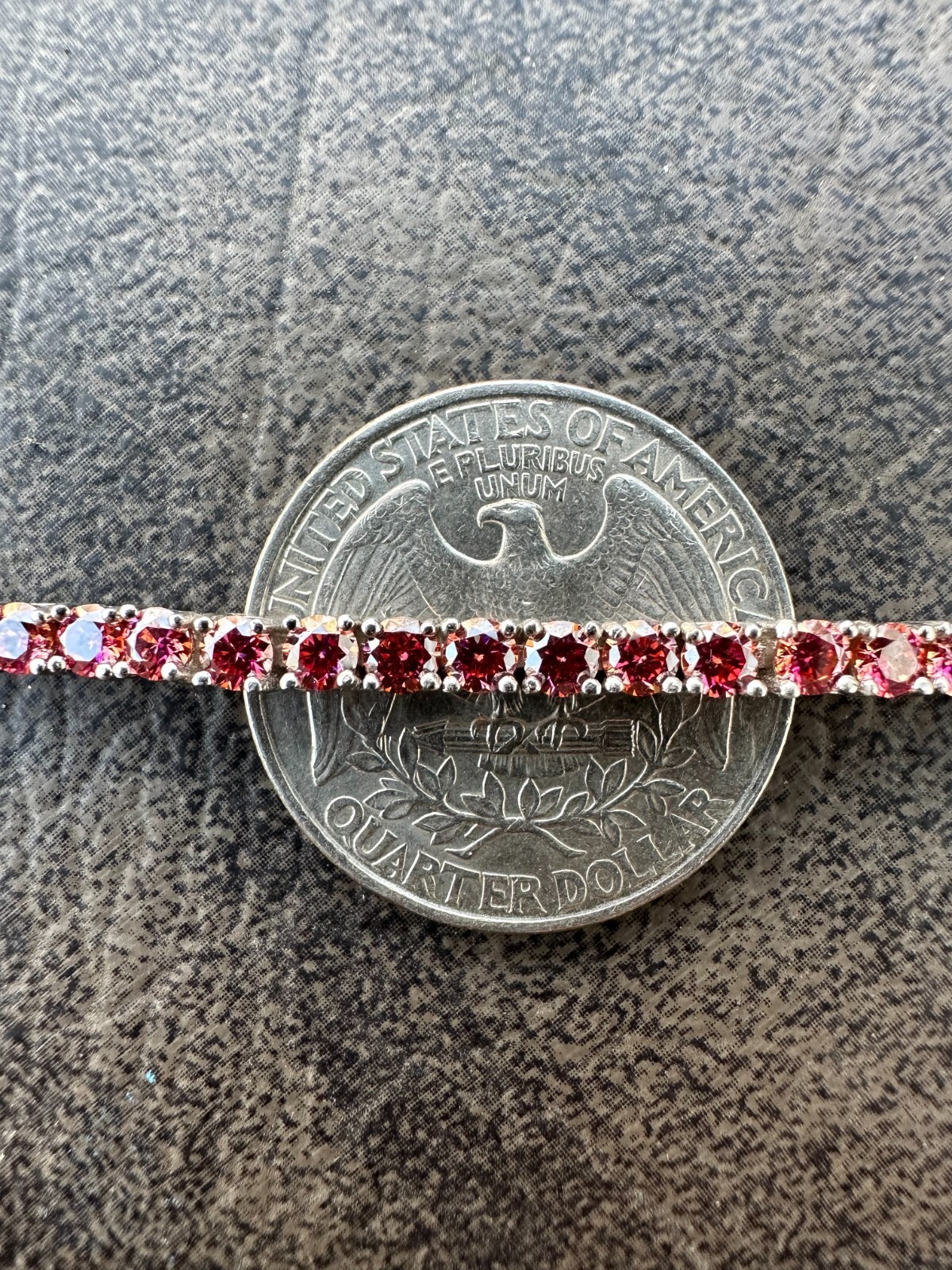 Pre-owned Silver Real Iced Pink Moissanite 3mm Tennis Bracelet 925  Pass Diamond Tester