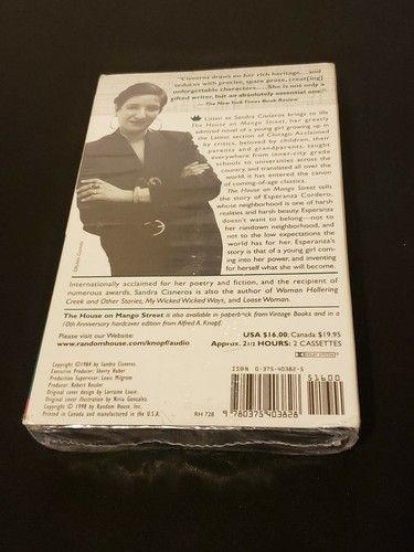 The House on Mango Street by Sandra Cisneros 1998 2 Cassettes 2.5 Hrs NEW NOS