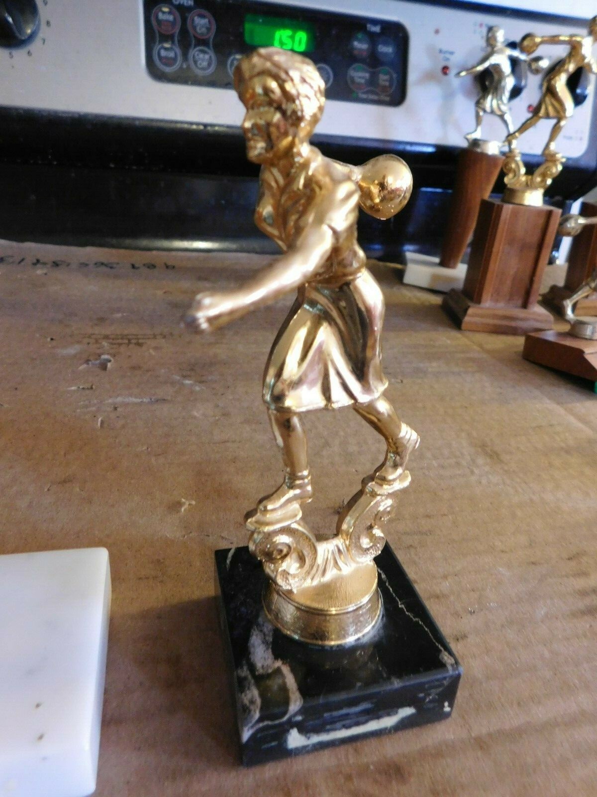 PAIR OF MID-CENTURY BOWLING TROPHIES W/METAL TOPPERS GROUP #2