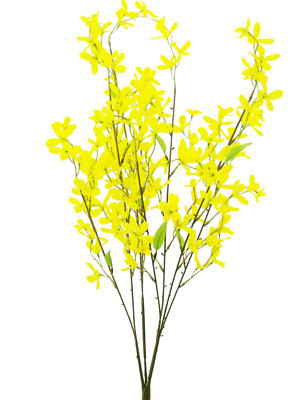 29'' Faux Yellow Forsythia Bush, Artificial Stem, Spring Flowers, Fake Silk