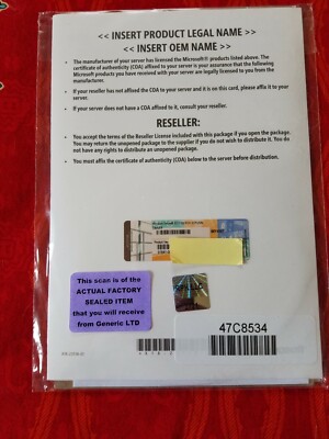 Factory Sealed- IBM 47C8534 Windows Server 2012 Standard  