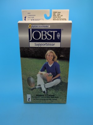 Jobst SoSoft Womens Knee High Supports Socks 8-15 mmHg Compression LG Cream
