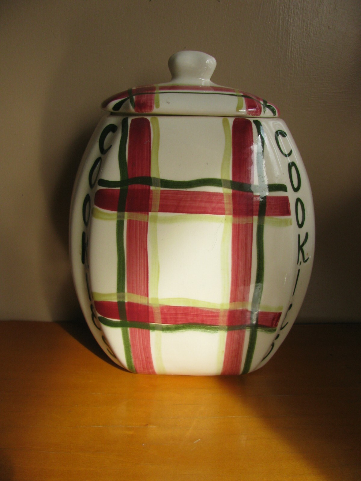 Purinton Pottery USA Slip Ware NORMANDY PLAID Cookie Jar NEAR MINT!