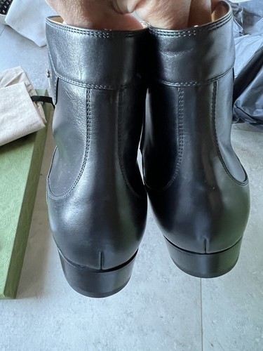 Pre-owned Gucci $1,100 Gg Logo Boots Shoes 12.5 In Black