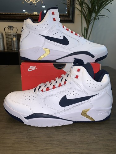 Nike Air Flight Lite Mid Olympic M SZ 11.5 White Blue Gold