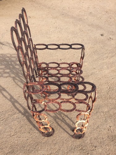Antique Rustic Western Chair Made From Horse Shoes Very Old